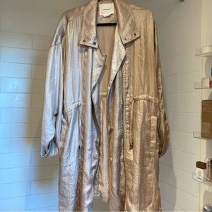 Anthropologie gold glittered rain coat/parka
